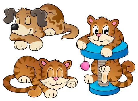 Various pets collection - illustration. Stock Illustration