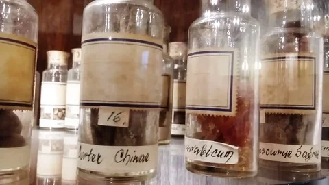 Various pharmacy bottles. Stock Footage 70465348