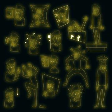 Various phobias icons set vector neon Stockillustratie