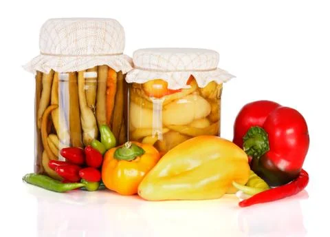 Various pickled paprika Stock Photos