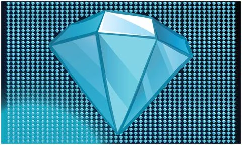 Various piece of diamond with big one on abstract background Stock Illustration