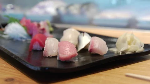 Various Pieces of Sushi Stock Footage 40733729