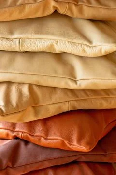 Various pillows Various decorative pillows made from real leather Copyrigh... Stockfoto's