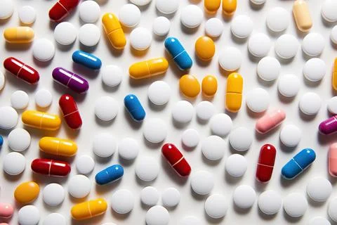 Various pills on a white background Stock Photos