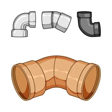 Various pipe elbows and pipe fittings for plumbing Stock Illustration
