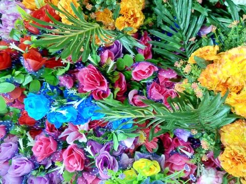The Various of Plastic Flowers 5 Stock Photos
