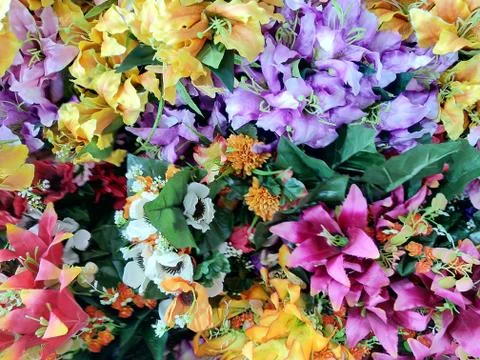The Various of Plastic Flowers Stock Photos