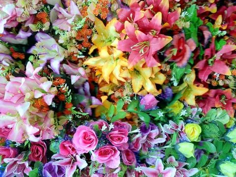 The Various of Plastic Flowers Stock Photos