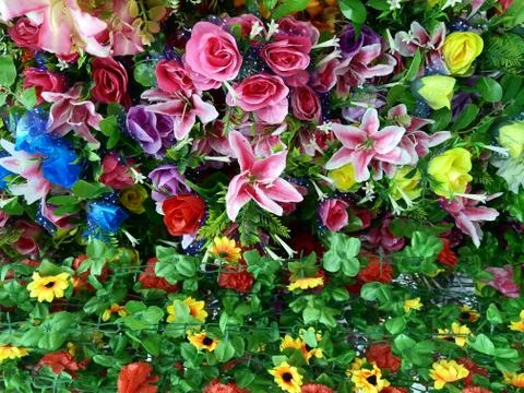 The Various of Plastic Flowers Stock Photos