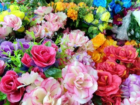 The Various of Plastic Flowers Stock Photos