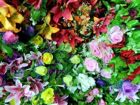 The Various of Plastic Flowers Stock Photos