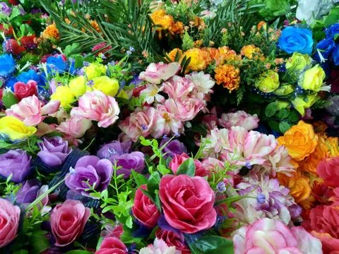The Various of Plastic Flowers Stock Photos