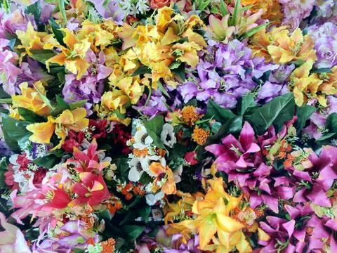 The Various of Plastic Flowers Stock Photos