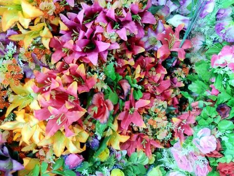 The Various of Plastic Flowers Stock Photos