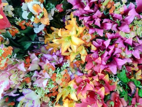 The Various of Plastic Flowers Stock Photos