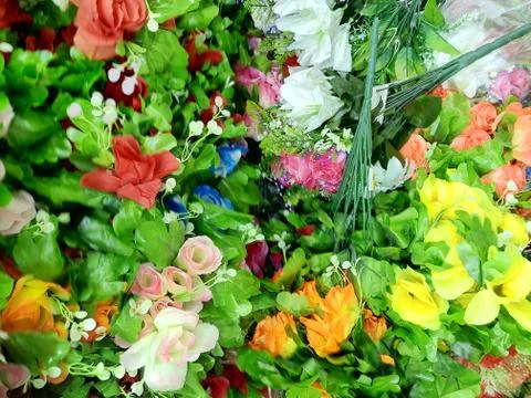 The Various of Plastic Flowers Stock Photos