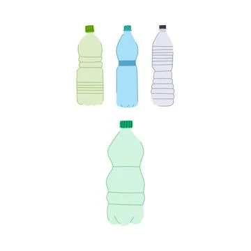 Various plastic water bottles illustrating recycling and waste Stock Illustration