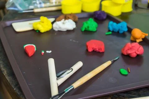 Various plasticine tools with various colour photo taken in depok indonesia Stock-Fotos