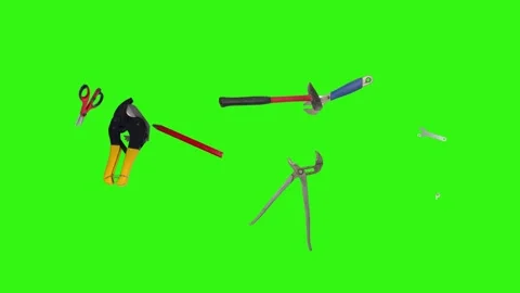 Various plumber tools and supplies falling against a bright green background 스톡 동영상 336554897
