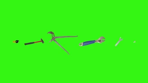 Various plumber tools and supplies falling against a bright green background 스톡 동영상 336554900