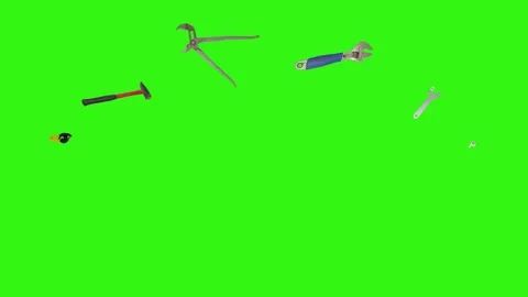 Various plumber tools and supplies falling against a bright green background Stock-Footage 336554917