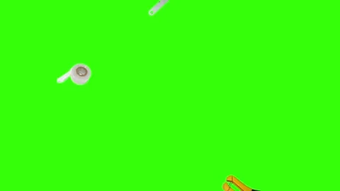 Various plumber tools and supplies falling against a bright green background 스톡 동영상 336555430