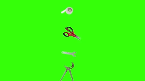 Various plumber tools and supplies falling against a bright green background 스톡 동영상 336555484