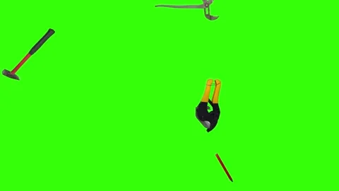 Various plumber tools and supplies falling against a bright green background 스톡 동영상 336556340