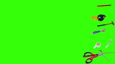 Various plumber tools and supplies falling against a bright green background 스톡 동영상 336556429