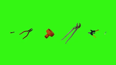 Various plumber tools and supplies falling against a bright green background Stockbeeldmateriaal 337502279