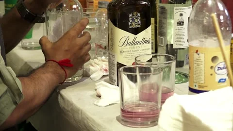 Various popular alcohol and beverage bottles Stock Footage 346383044