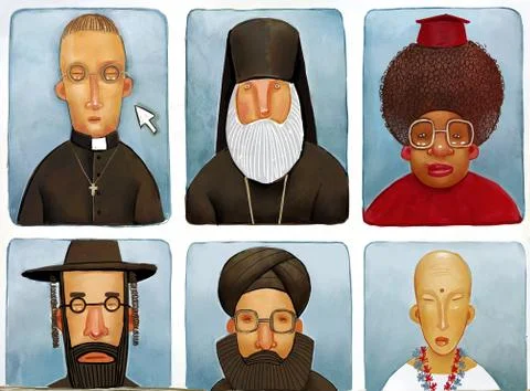 The various priests Stock Illustration