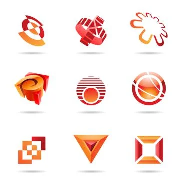 Various red abstract icons, Set 10 Stock Illustration