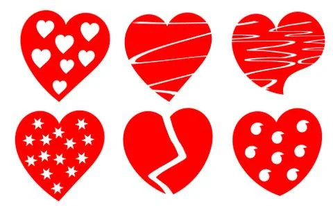 Various red hearts collection over white Stock Illustration