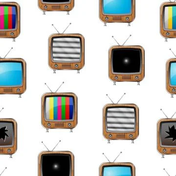 Various retro televisions. Seamless pattern Illustrazione stock