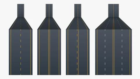 Various road lines in set on white Stock Illustration