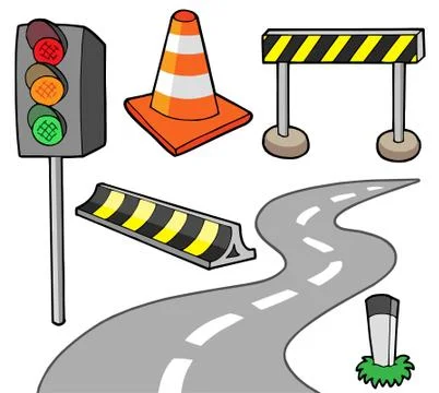 Various road objects Stock Illustration