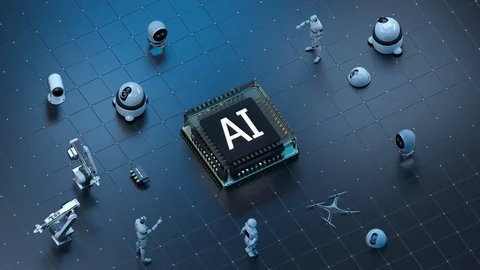 Various robot, cyborg machine, explaining Artificial intelligence 'AI', 4k. Stock Footage