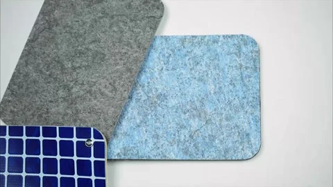 Various samples of vinyl coating for swimming pools. Stop motion animation Stock Footage 249898985