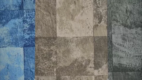 Various samples of vinyl coating for swimming pools. Stop motion Stock Footage 310405064