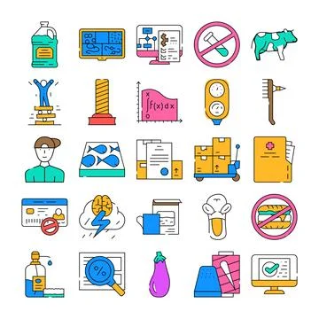 Various science research experiment and medical icons collection 库存插图