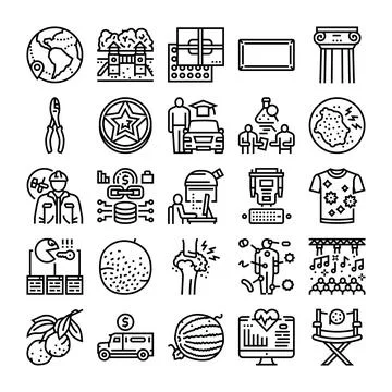 Various science technology data health nature icons Stock Illustration