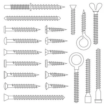Various screws outline set Stock-Illustration