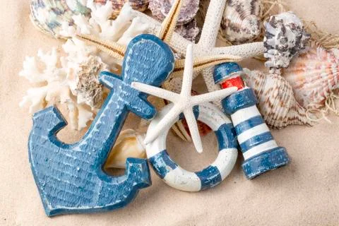 Various sea shells, concept, design, photo, background Stock Photos