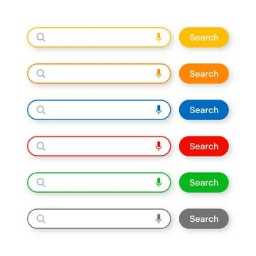 Various search bar templates. Internet browser engine with search box, address Stock Illustration