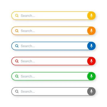 Various search bar templates. Internet browser engine with search box, address Stock Illustration