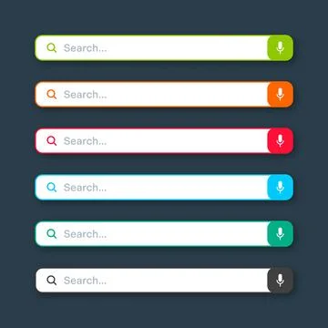 Various search bar templates. Internet browser engine with search box, address Stock Illustration