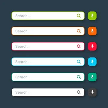 Various search bar templates. Internet browser engine with search box, address Stock Illustration