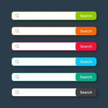 Various search bar templates. Internet browser engine with search box, address Stock Illustration