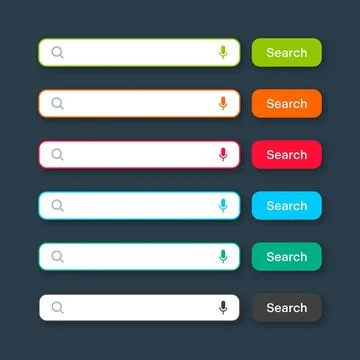 Various search bar templates. Internet browser engine with search box, address Stock Illustration